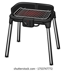 Caricatura de parrillada eléctrica vectorial aislada