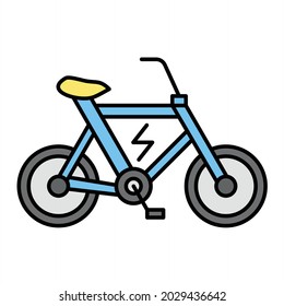 Vector Electric Bicycle Filled Outline Icon Design
