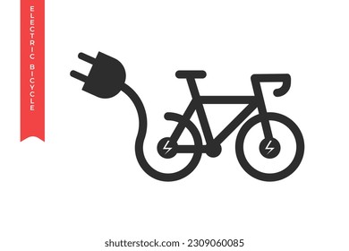 Vector electric bicycle silhouette logo, e-bike icon isolated electro bike on white background