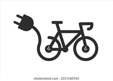 Vector electric bicycle silhouette logo, e-bike icon isolated electro bike on white background