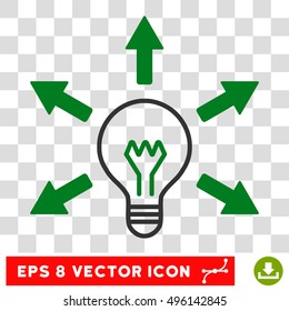 Vector Electric Bulb Rays EPS vector icon. Illustration style is flat iconic bicolor green and gray symbol on a transparent background.