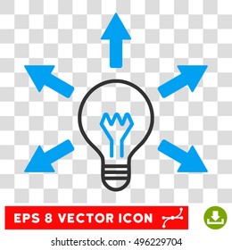 Vector Electric Bulb Rays EPS vector pictograph. Illustration style is flat iconic bicolor blue and gray symbol on a transparent background.