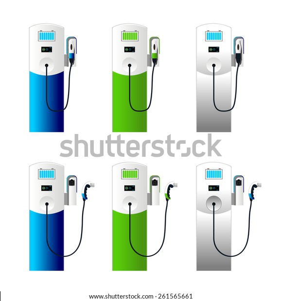 Vector Electric car\
charging column set 1