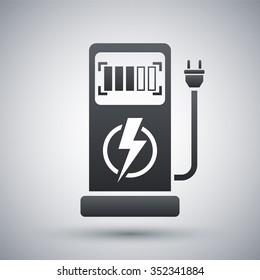 Vector electric car charging station icon