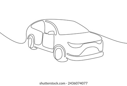 Vector electric car concept. Single line draw graphic illustration.