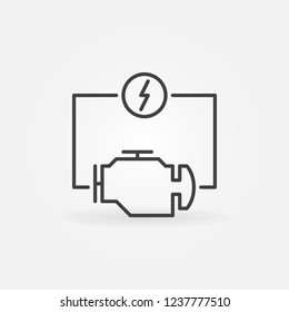 Vector electric car engine concept icon or symbol in thin line style