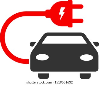 Vector electric car flat icon. Vector pictograph style is a flat symbol electric car icon on a white background.