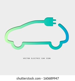 Vector Electric Car Green and Light Background Icon 