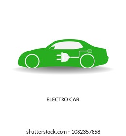 Vector electric car icon. Eco car illustration.