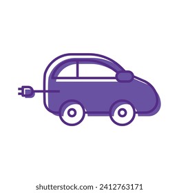 Icono de vehículo eléctrico vectorial auto eléctrico auto eléctrico con logotipo de carga de enchufe, auto híbrido y vehículos eléctricos.