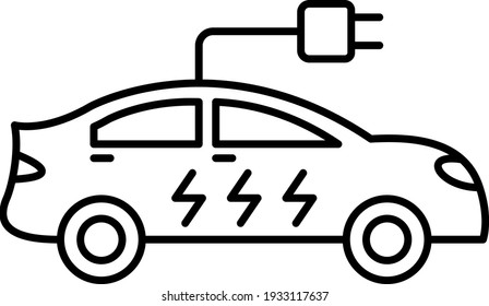 Diseño del icono de contorno de coche eléctrico del vector
