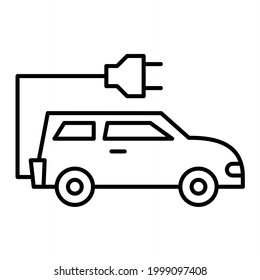Vector Electric Car Outline Icon Design
