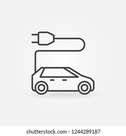 Vector electric car with plug minimal icon or sign in thin line style