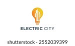 Vector of electric city, logo and icon design can be used in various media easily, editable