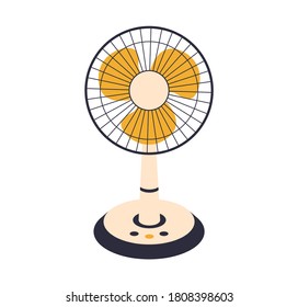 Vector electric fan isolated on background. Household devices for air cooling and conditioning, climate control. Vector illustration in flat