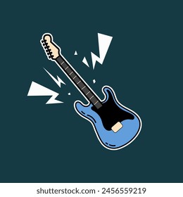 Vector Electric Guitar with a dark green background suitable for stickers or printed on t-shirts