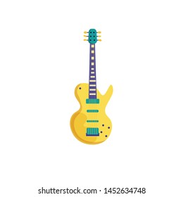 Vector electric guitar in flat style design.  Music instrument. Template for music festival banner, poster, concert, invitation, greeting card. 