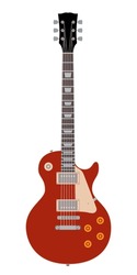 Vector Electric Guitar, Isolated On White Background. Vector Illustration.