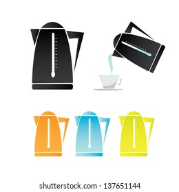 vector electric kettle icon set.