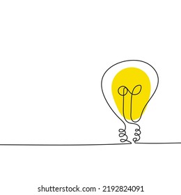 Icono de la bombilla eléctrica del vector en estilo de esbozo. Línea continua, contorno editable.