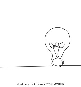 Icono de la bombilla eléctrica del vector en estilo de esbozo. Línea continua, contorno editable.