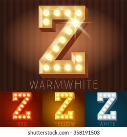 Vector electric light up lamp alphabet in hard font. Letter Z
