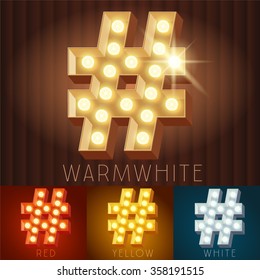 Vector electric light up lamp alphabet in hard font. Symbol 3