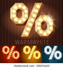 Vector electric light up lamp alphabet in hard font. Symbol 8