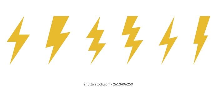 Vector electric lightning bolt logo set isolated on white background for electric power symbol,