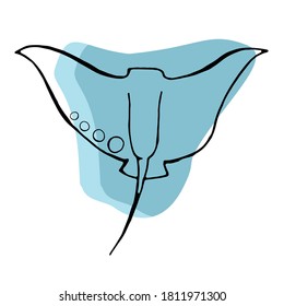 Rayo de manta eléctrico vectorial aislado en blanco. Piedras aisladas sobre fondo blanco. Imágenes de peces para ilustraciones de libros, revistas y libros de colorido.