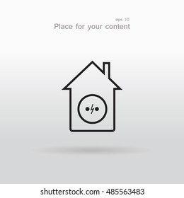 Vector electric outlet icon or logo - vector simple electricity symbol