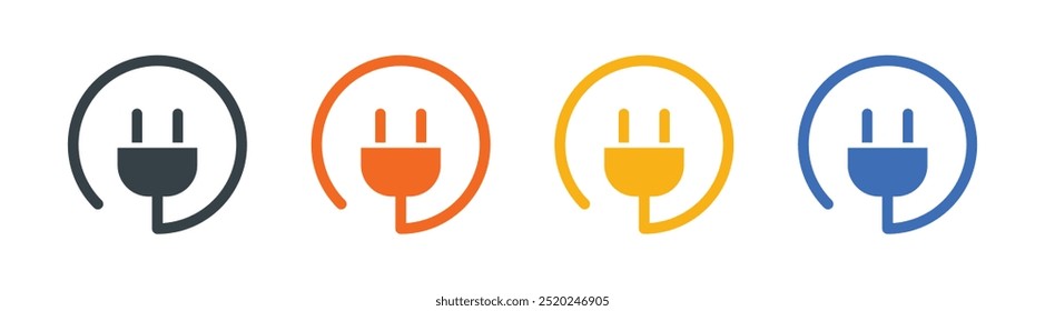 Vector Electric Plug Icon In Multiple Color