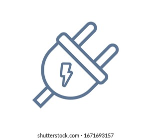 Vector of the electric plug icon.Illustration of an electric voltage plug.Pictogram of energy current voltage in the plug