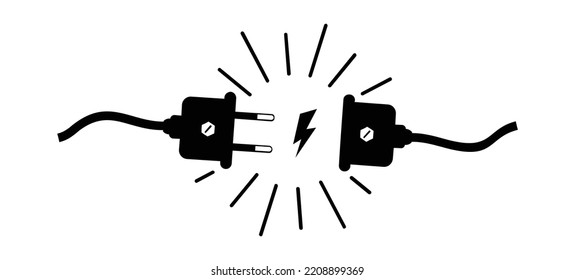  vector Electric plug and outlet socket unplugged. cable of energy disconnect vector Illustration 