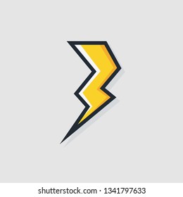 Vector electric power icon for electric lightning bold logotype, poster, t shirt. Thunder icon. Storm pictogram. Flash light sign. 10 eps