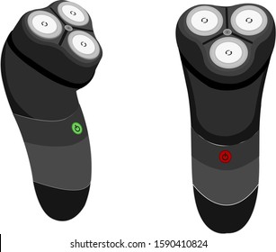 Vector Electric Razor Blade for Men Illustration Cartoon Man Shaving Tool Vector Art On/Off