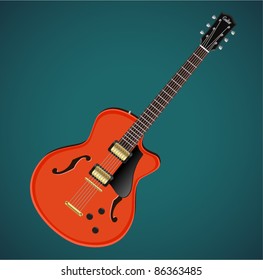 Vector electric red jazz guitar