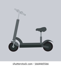 VECTOR DEL ICONO DE ESCOOTER ELÉCTRICO EN FONDO GRIS.ILUSTRACIÓN.VECTOR PLANO.