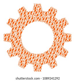 Vector electric spark icons are formed into gear wheel composition. Mechanics design concept constructed of electric spark components.