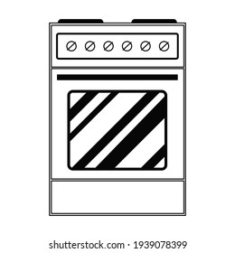 Vector electric stove in doodle style. Free standing hot plate with buttons. The device for frying, grilling, heating. Illustration on the theme of cuisine, cooking, recipes, kitchen items