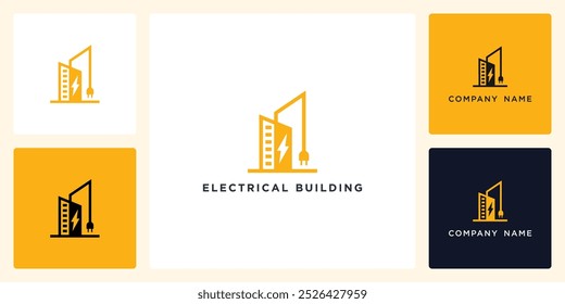 Vetor de construção elétrica, logotipo e modelo de design de ícone disponível, pode ser usado em várias mídias facilmente, editável

