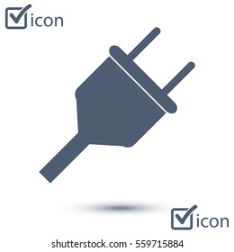 Vector electrical plug symbol. Web flat icon.