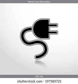 Vector electrical plug web flat icon in circle
