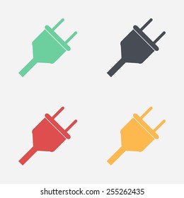 Vector electrical plug web flat icon.