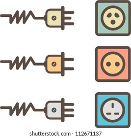 vector electrical sockets retro design