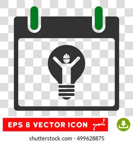 Vector Electrician Calendar Day EPS vector pictograph. Illustration style is flat iconic bicolor green and gray symbol on a transparent background.