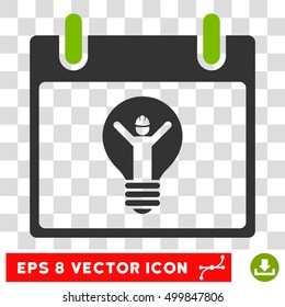 Vector Electrician Calendar Day EPS vector icon. Illustration style is flat iconic bicolor eco green and gray symbol on a transparent background.
