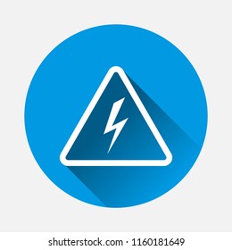  Vector electricity icon on blue background. Flat image electricity with long shadow.  Layers grouped for easy editing illustration. For your design.