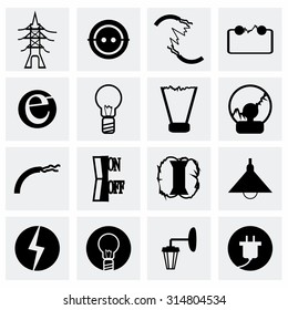 Vector Electricity icon set on grey background