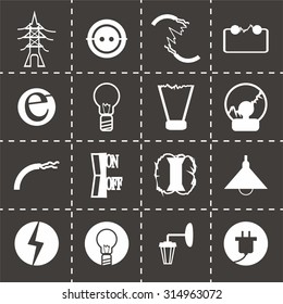 Vector Electricity icon set on black background